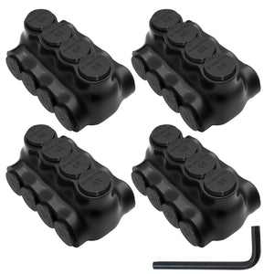 MAKERELE dual-sided insulated multi-tap connector with 7/32 in. hex key, 4-port, 3/0-6 AWG, 4-pack