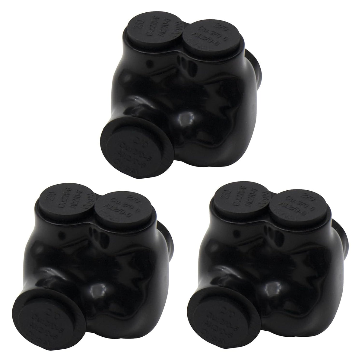 MAKERELE QMS S 2/0 to 6 AWG 1-port single-sided insulated multi-tap connectors, 3-pack, SKU MK-QMS-S2/0-1-3PC
