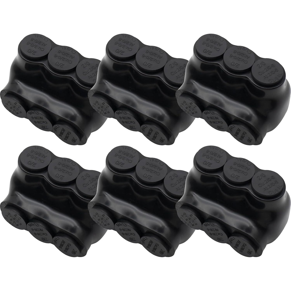 MAKERELE single-sided insulated multi-tap connector, 2/0-6 AWG, 3-port, 6-pack