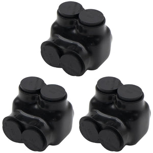 MAKERELE QMS S 250 MCM to 6 AWG 2-port single-sided insulated multi-tap connectors, 3-pack, SKU MK-QMS-S250-2-3PC
