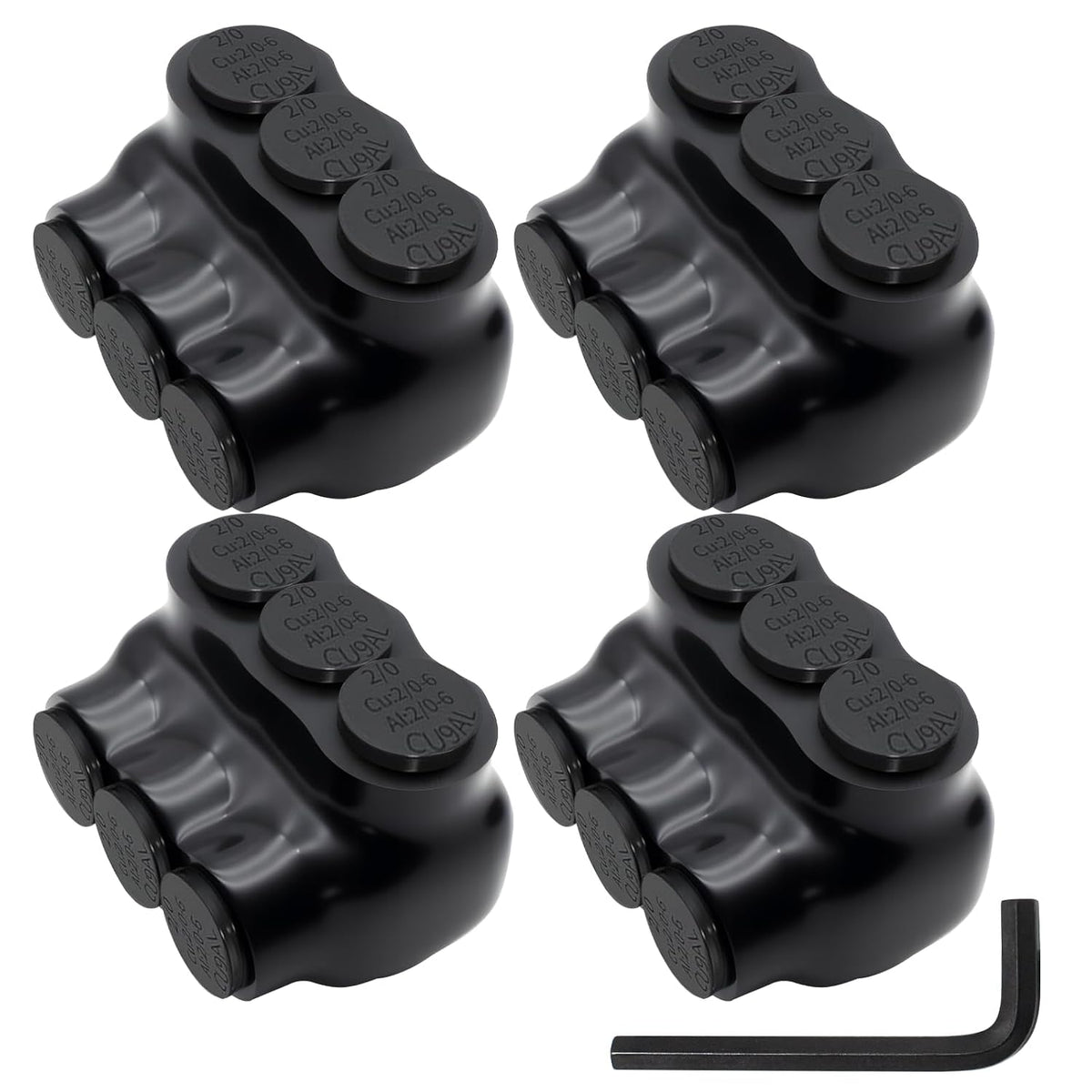MAKERELE single-sided insulated multi-tap connector with 3/16 in. hex key, 3-port, 2/0-6 AWG, 4-pack