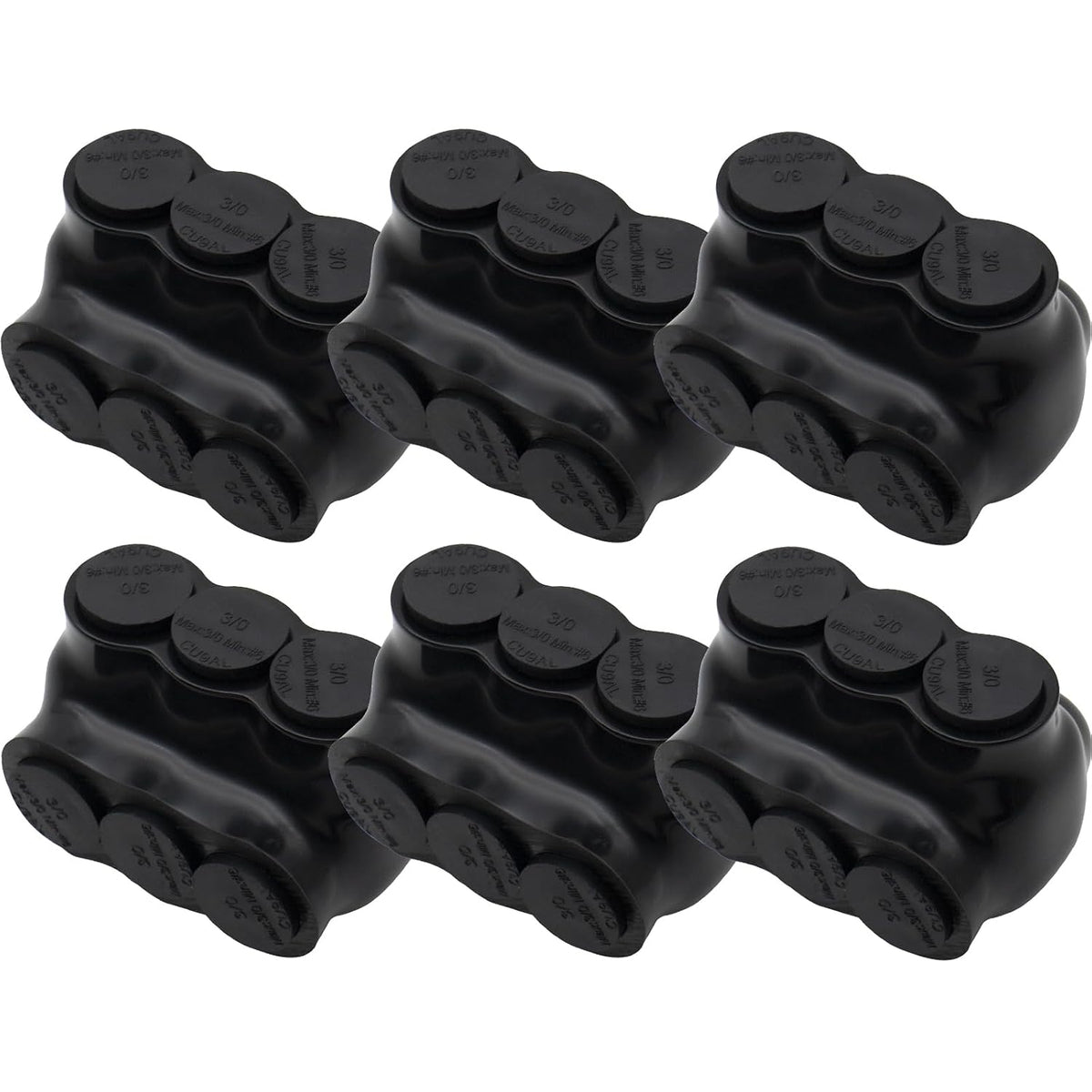MAKERELE single-sided insulated multi-tap connector, 3/0-6 AWG, 3-port, 6-pack