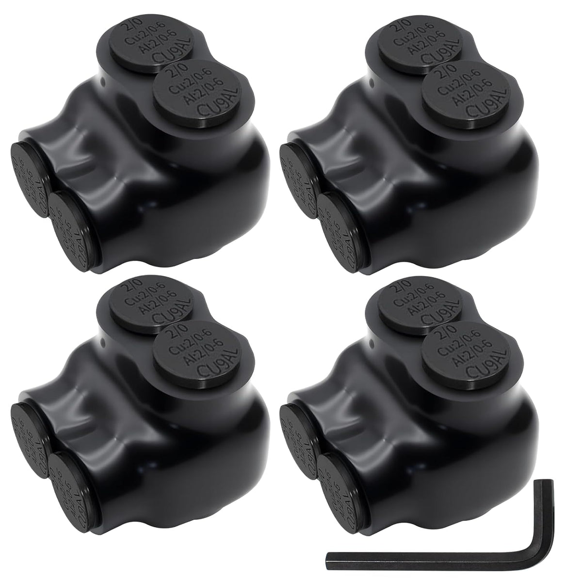 MAKERELE single-sided insulated multi-tap connector with 3/16 in. hex key, 2-port, 2/0-6 AWG, 4-pack