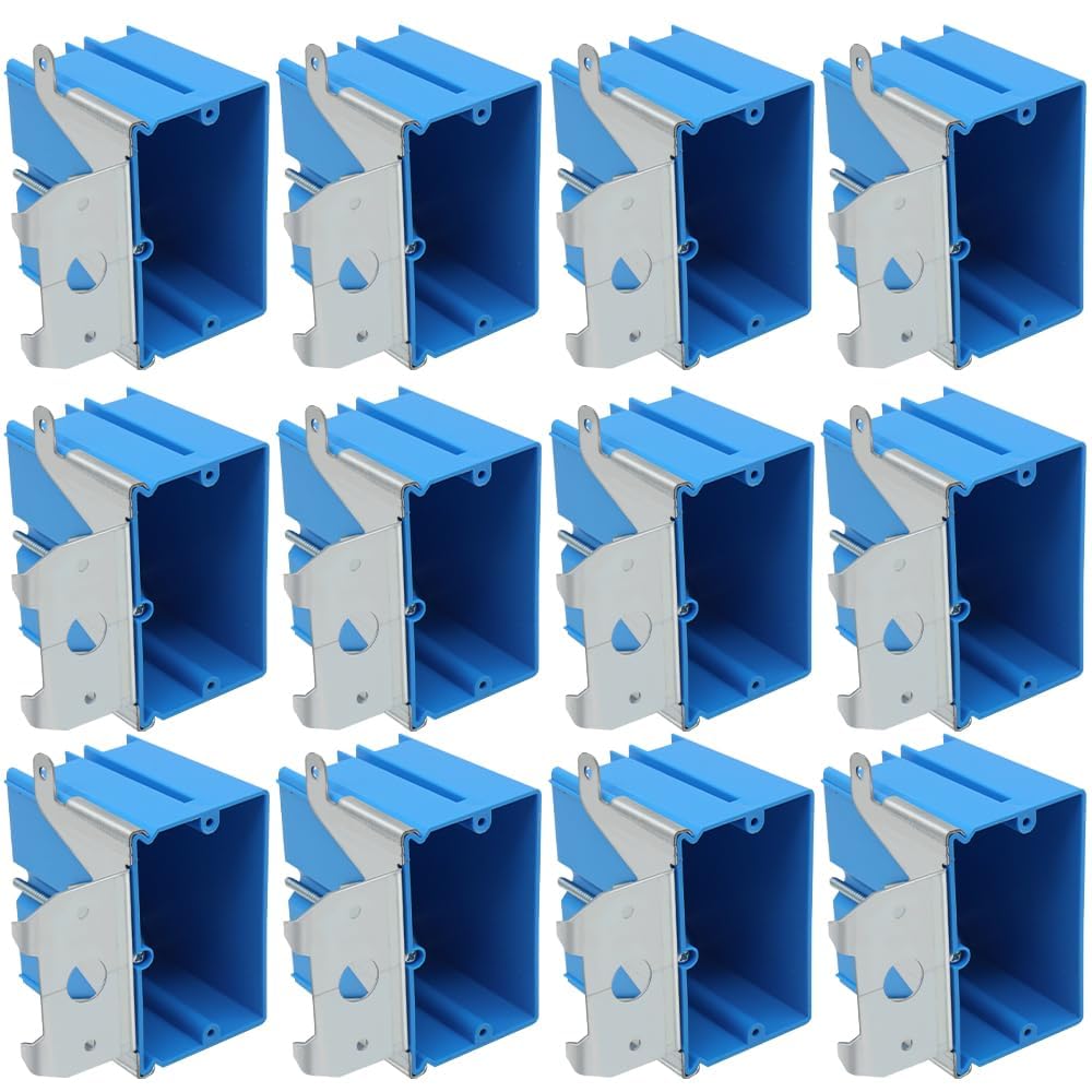 MAKERELE blue adjustable electrical outlet boxes, 1-gang, 21 cu. in., 12-pack