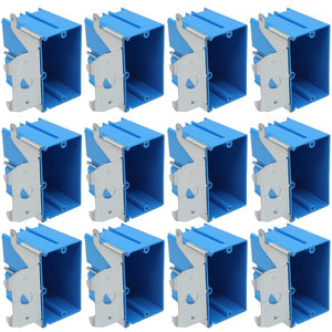 MAKERELE blue adjustable electrical outlet boxes, 1-gang, 21 cu. in., 12-pack