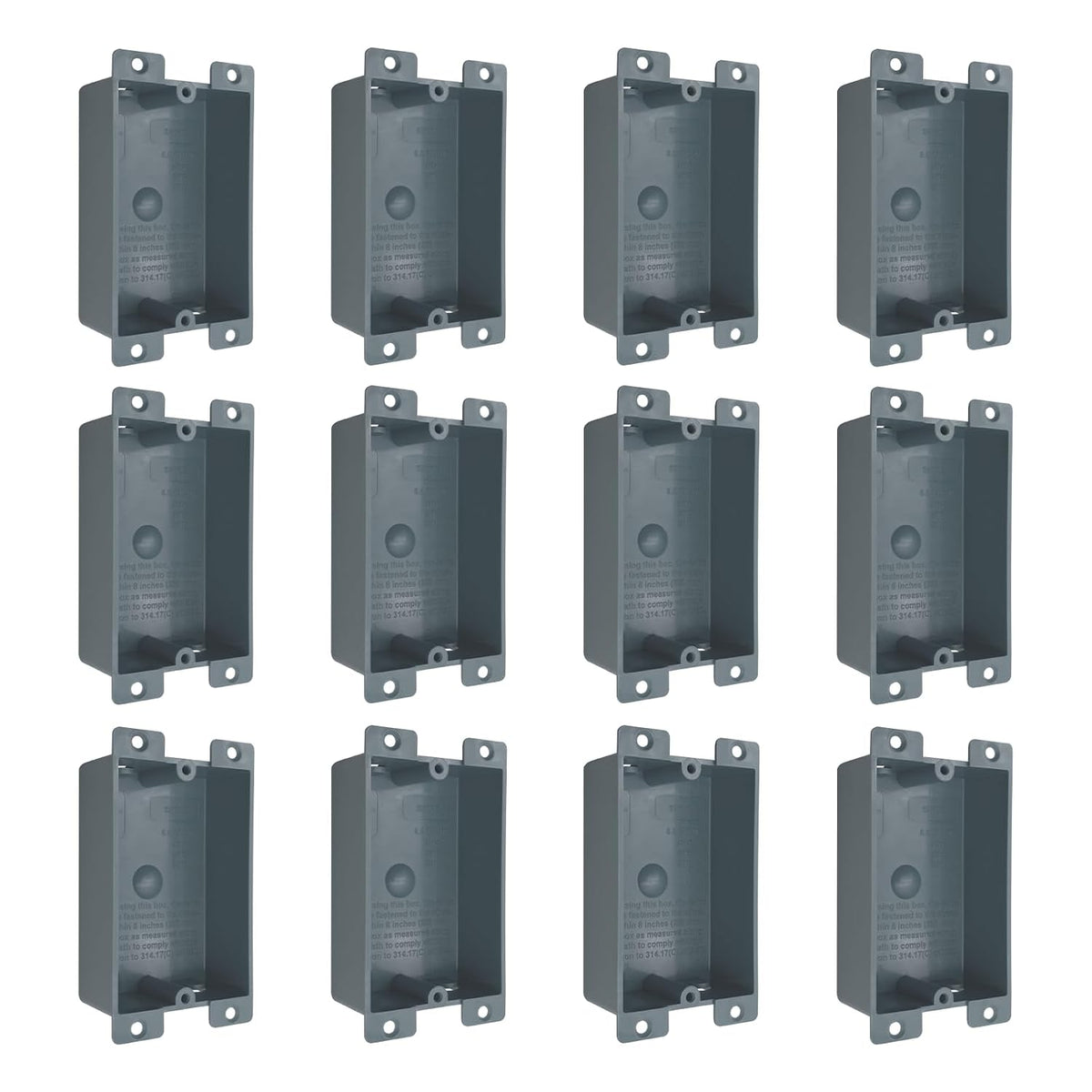 MAKERELE grey 1-gang shallow old work electrical box, 8 cu in, 12-pack