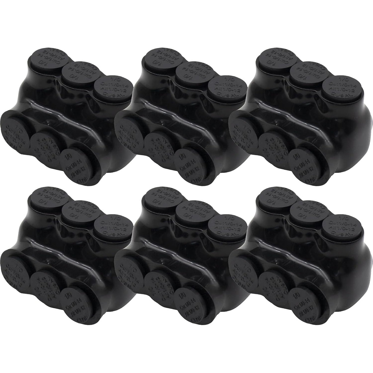 MAKERELE single-sided insulated multi-tap connector, 1/0-14 AWG, 3-port, 6-pack