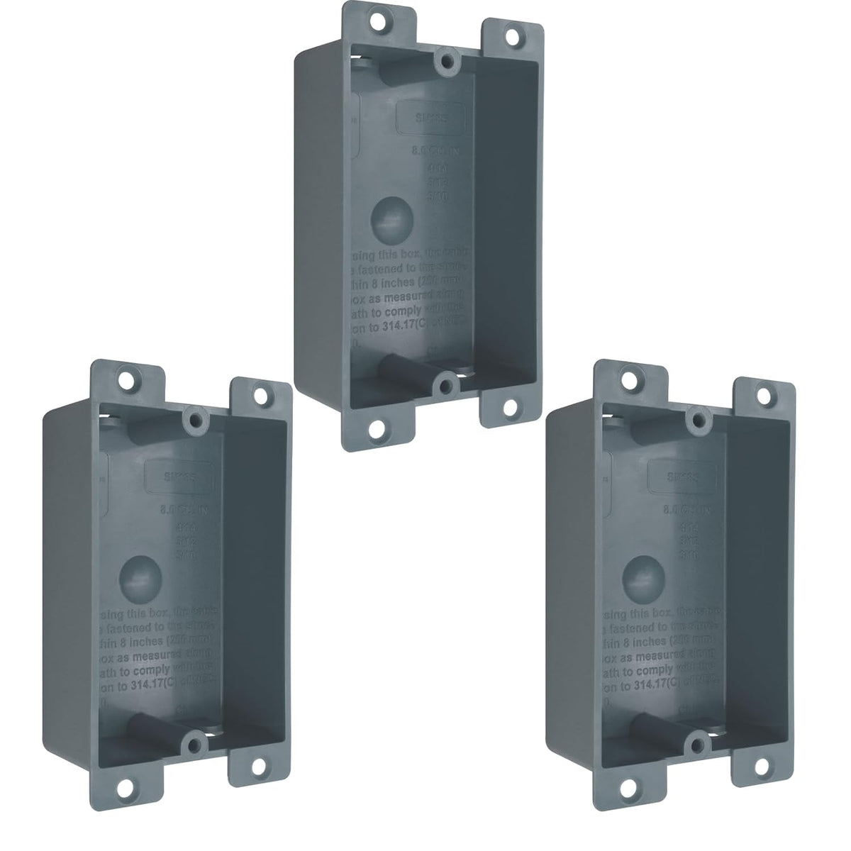 MAKERELE grey 1-gang shallow old work electrical box, 8 cu in, 3-pack
