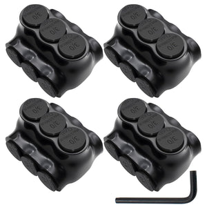 MAKERELE dual-sided insulated multi-tap connector with 7/32 in. hex key, 3-port, 3/0-6 AWG, 4-pack