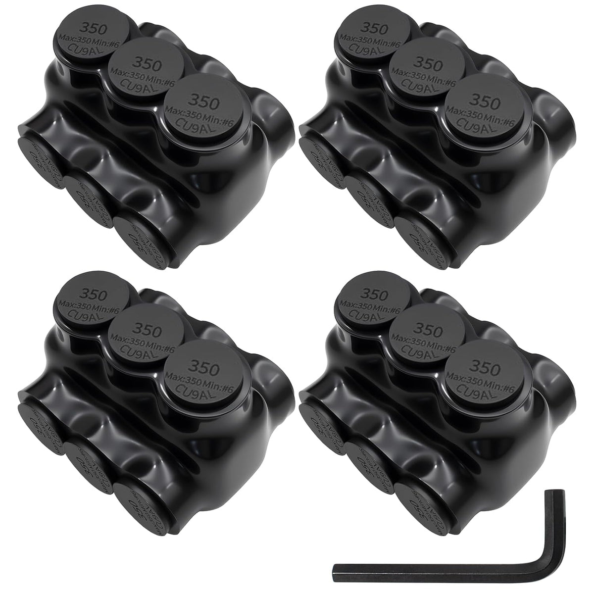 MAKERELE dual-sided insulated multi-tap connector with 3/8 in. hex key, 3-port, 6 AWG-350 kcmil, 4-pack