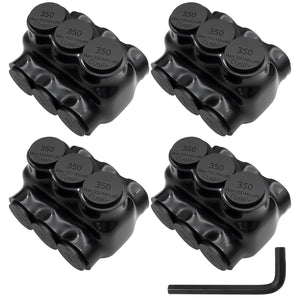 MAKERELE dual-sided insulated multi-tap connector with 3/8 in. hex key, 3-port, 6 AWG-350 kcmil, 4-pack
