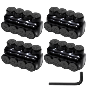 MAKERELE single-sided insulated multi-tap connector with 3/8 in. hex key, 4-port, 6 AWG-350 kcmil, 4-pack