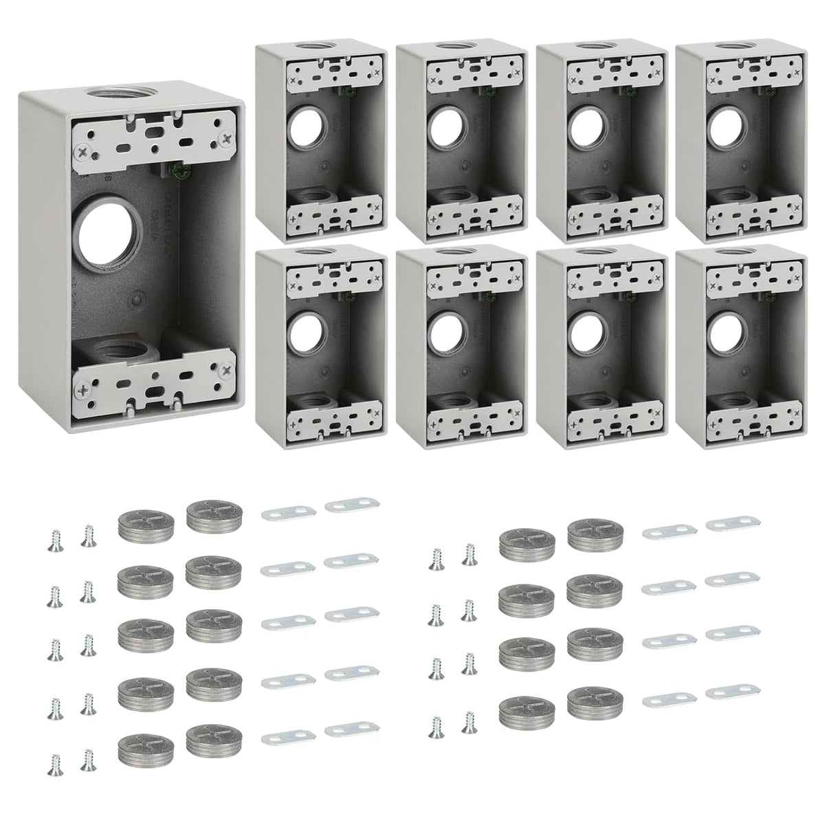 MAKERELE single-gang metal electrical boxes with 3/4 in threaded entries, 9-Pack