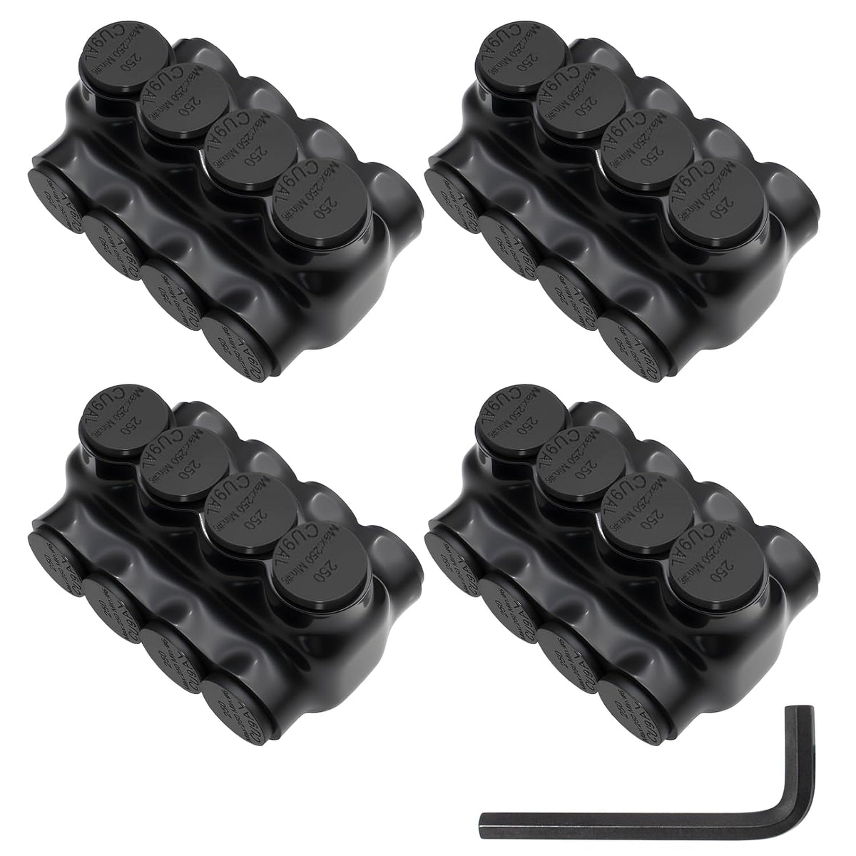 MAKERELE dual-sided insulated multi-tap connector with 5/16 in. hex key, 4-port, 6 AWG-250 kcmil, 4-pack