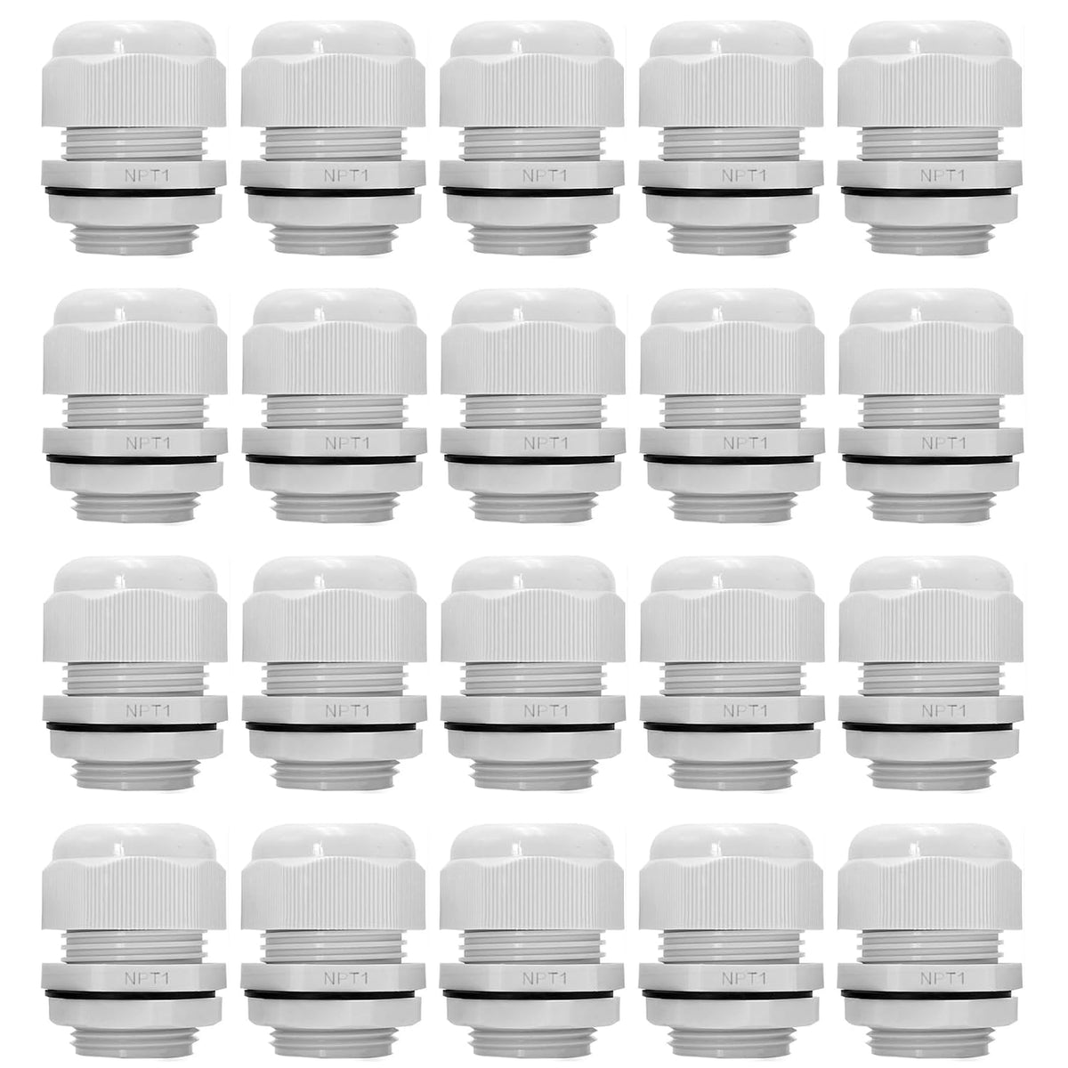 MAKERELE NPT cable gland, grey, 1 inch, 20-pack