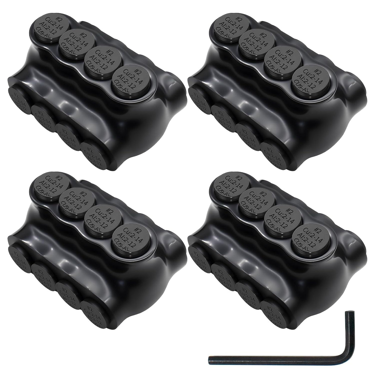 MAKERELE dual-sided insulated multi-tap connector with 5/32 in. hex key, 4-port, 2-14 AWG, 4-pack