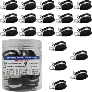 MAKERELE 3/4 inch 304 stainless steel rubber-cushioned cable clamps, 20-pack