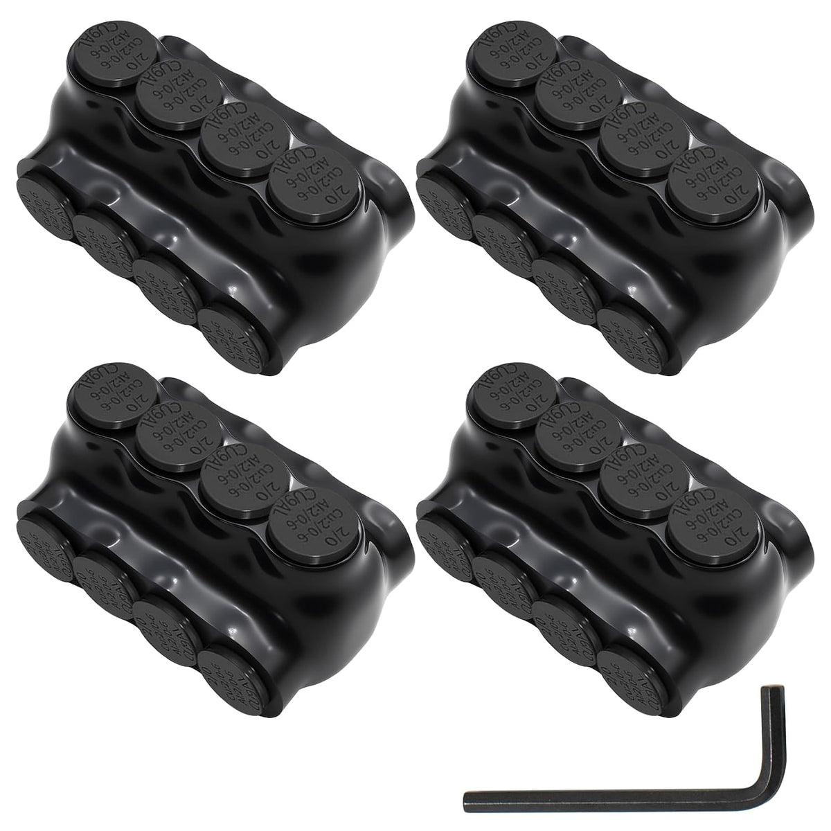 MAKERELE dual-sided insulated multi-tap connector with 3/16 in. hex key, 4-port, 2/0-6 AWG, 4-pack