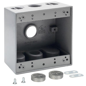 MAKERELE two-gang metal electrical box with 3/4 in threaded entries, 1-Pack