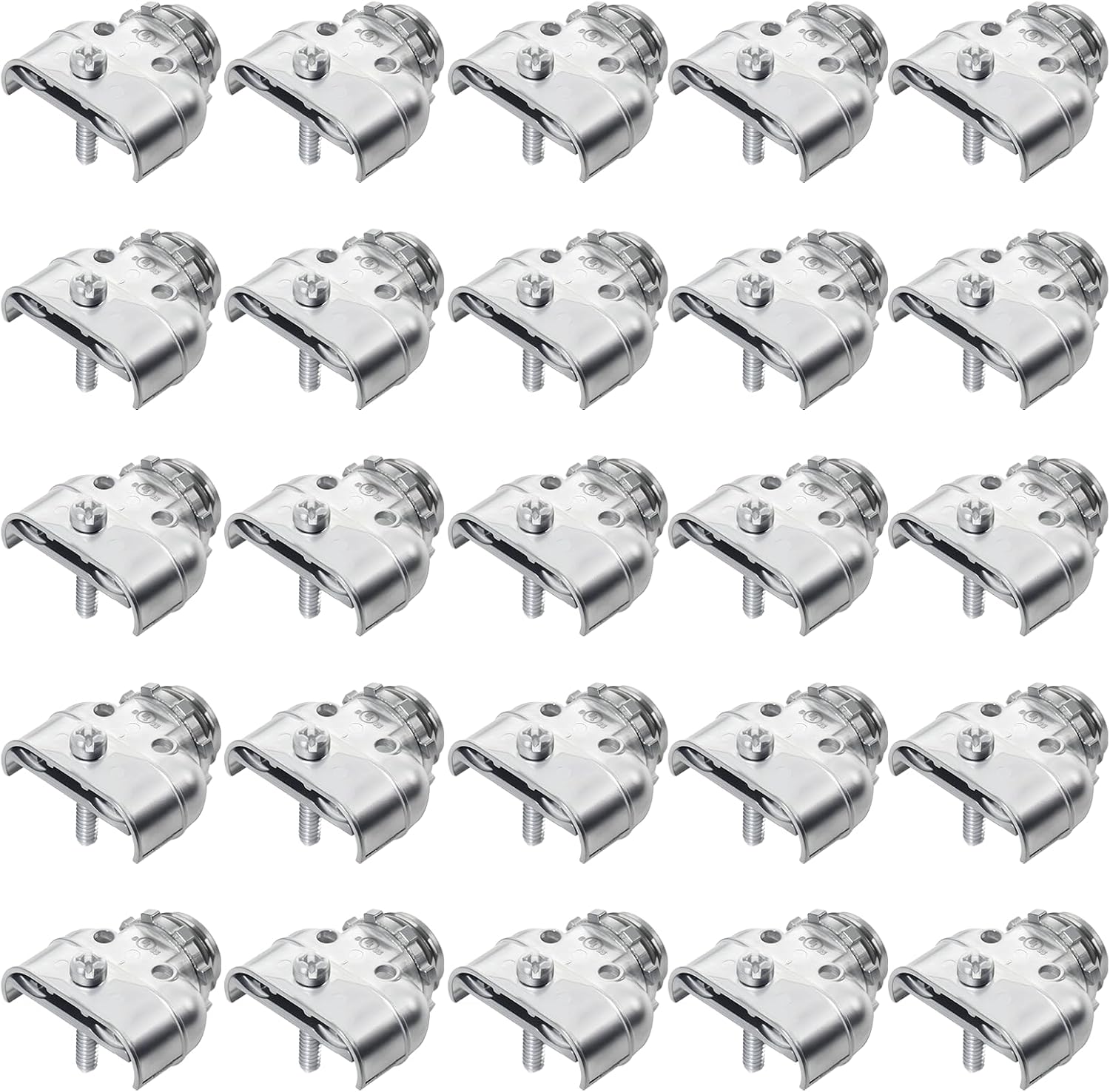 MAKERELE 3/8 inch flexible metal conduit duplex connectors, zinc die cast, 25-pack