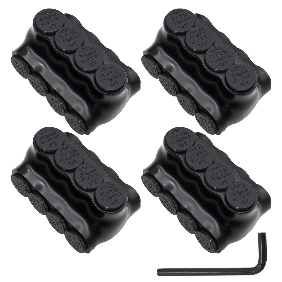 MAKERELE dual-sided insulated multi-tap connector with 3/16 in. hex key, 4-port, 1/0-14 AWG, 4-pack