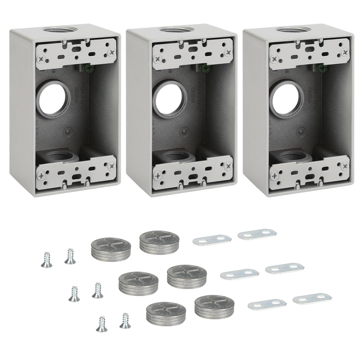 MAKERELE single-gang metal electrical boxes with 3/4 in threaded entries, 3-Pack