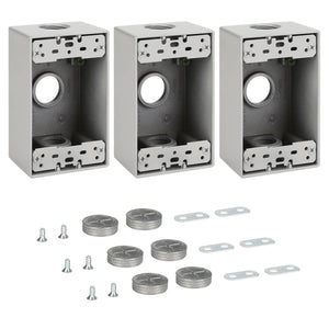 MAKERELE single-gang metal electrical boxes with 3/4 in threaded entries, 3-Pack