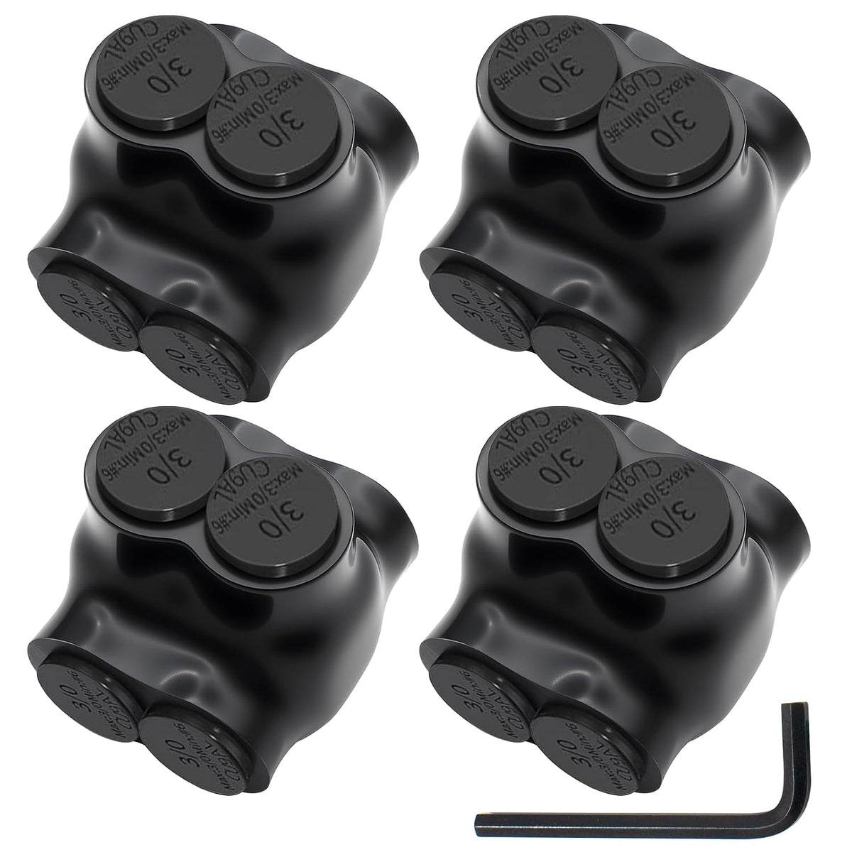 MAKERELE dual-sided insulated multi-tap connector with 7/32 in. hex key, 2-port, 3/0-6 AWG, 4-pack