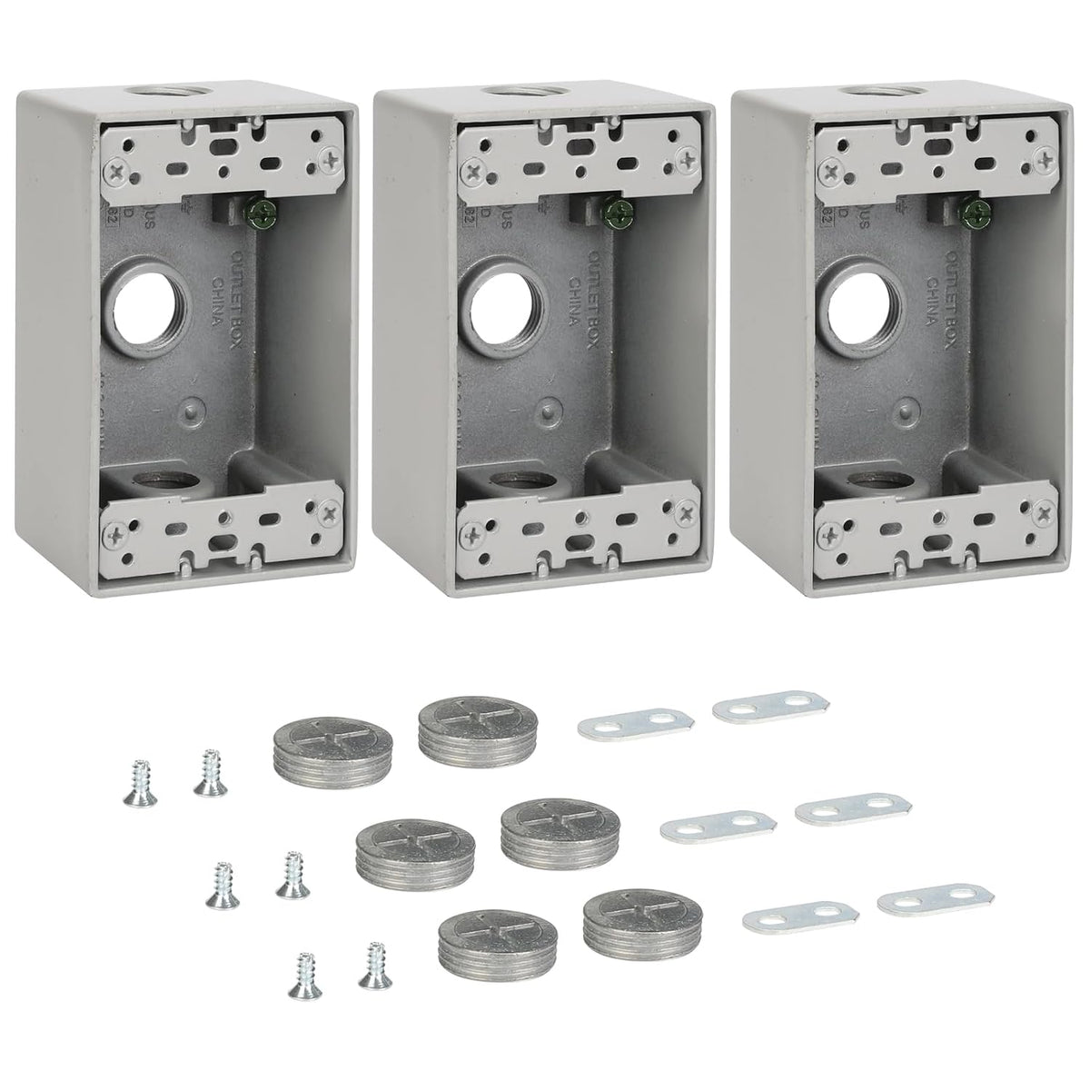 MAKERELE single-gang metal electrical boxes with 1/2 in threaded entries, 3-Pack