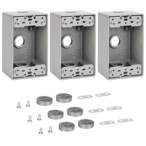 MAKERELE single-gang metal electrical boxes with 1/2 in threaded entries, 3-Pack