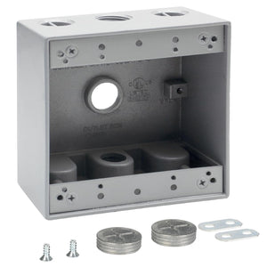 MAKERELE two-gang metal electrical box with 1/2 in threaded entries, 1-Pack