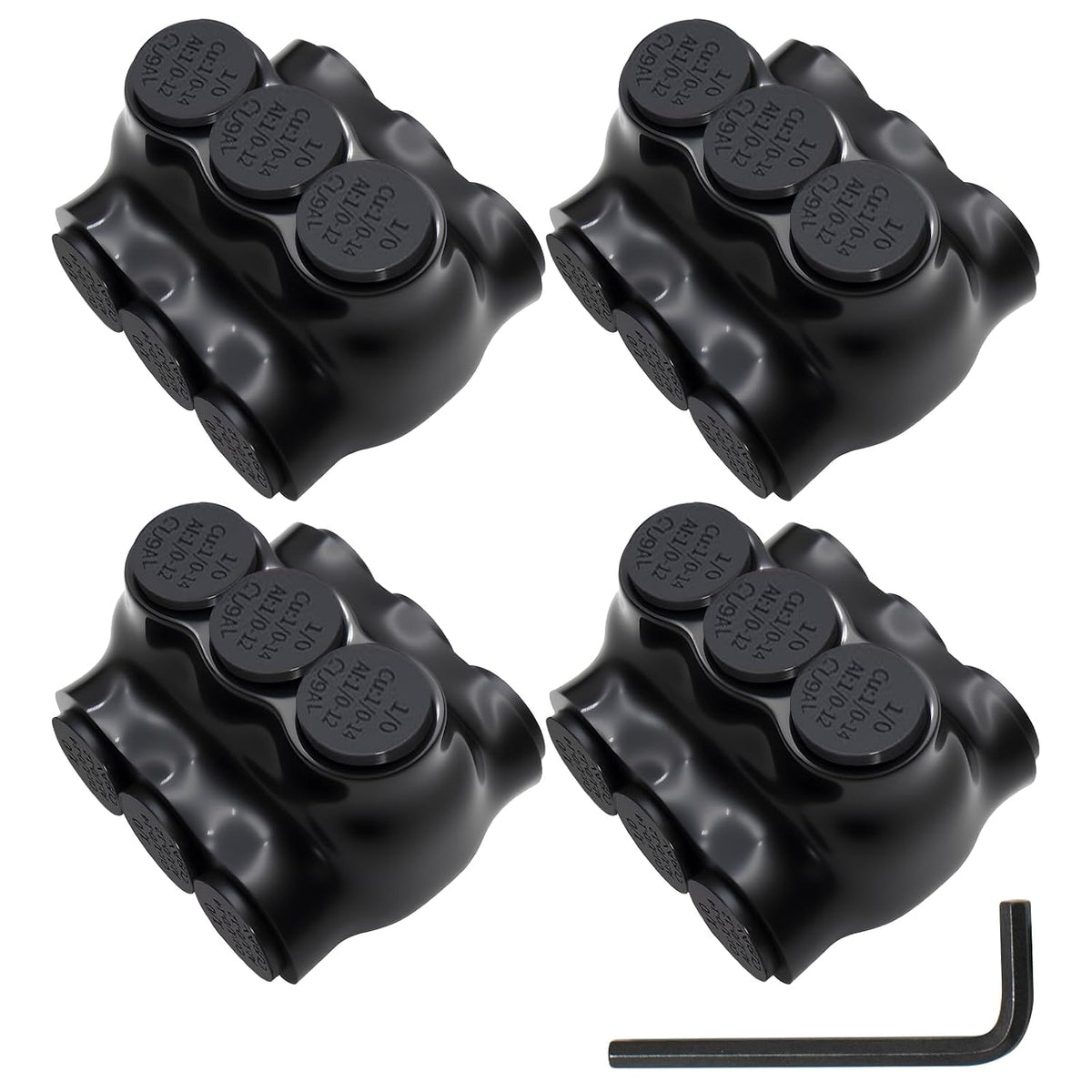 MAKERELE dual-sided insulated multi-tap connector with 3/16 in. hex key, 3-port, 1/0-14 AWG, 4-pack