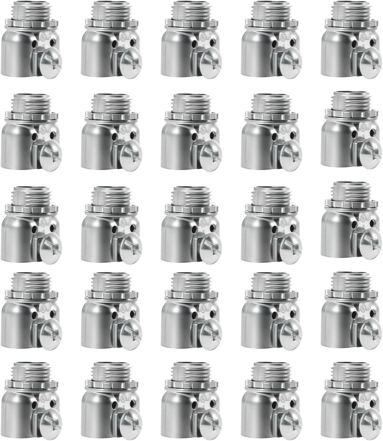 MAKERELE 3/8 inch zinc die-cast flexible metal conduit duplex connectors, screw type, 25-pack