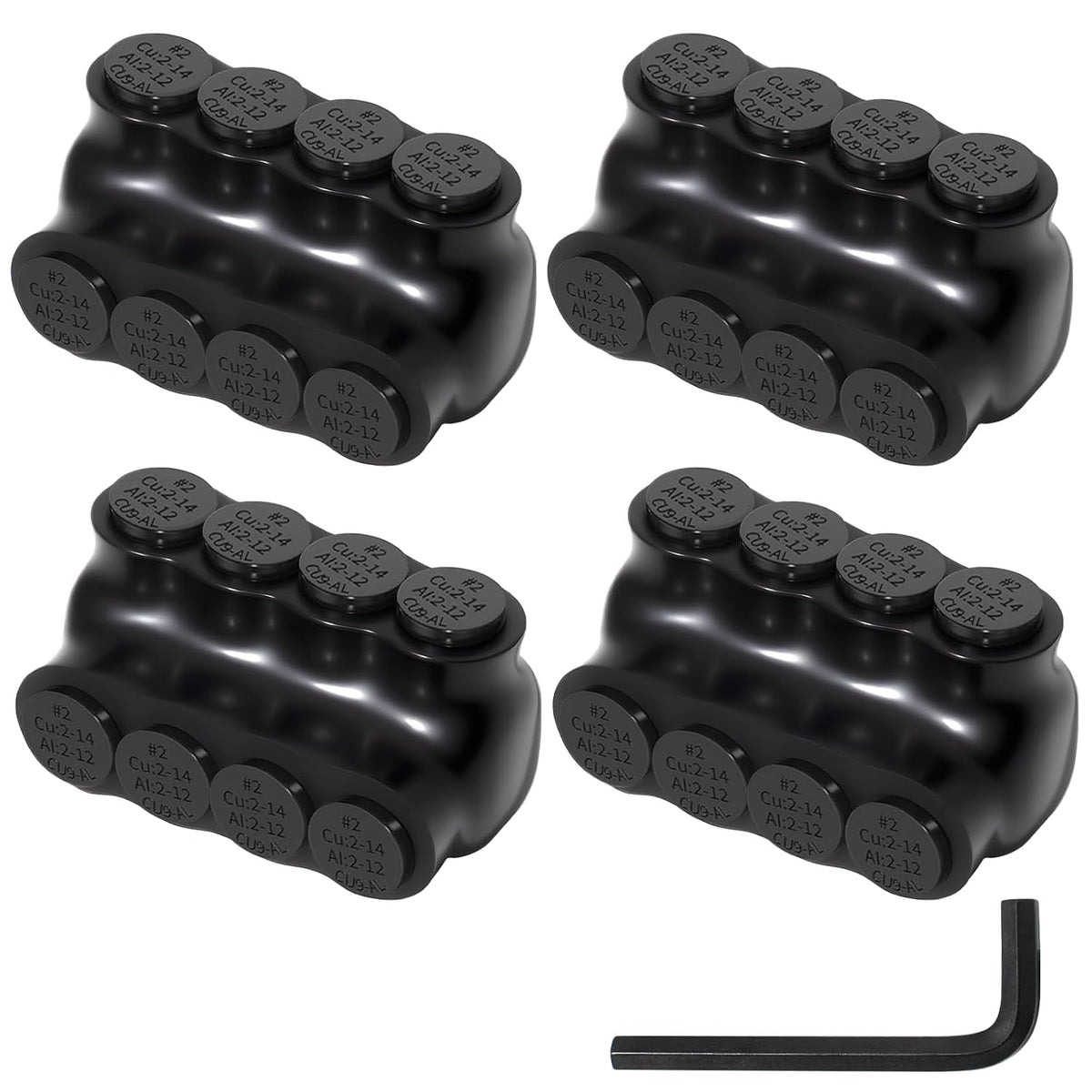 MAKERELE single-sided insulated multi-tap connector with 5/32 in. hex key, 4-port, 2-14 AWG, 4-pack