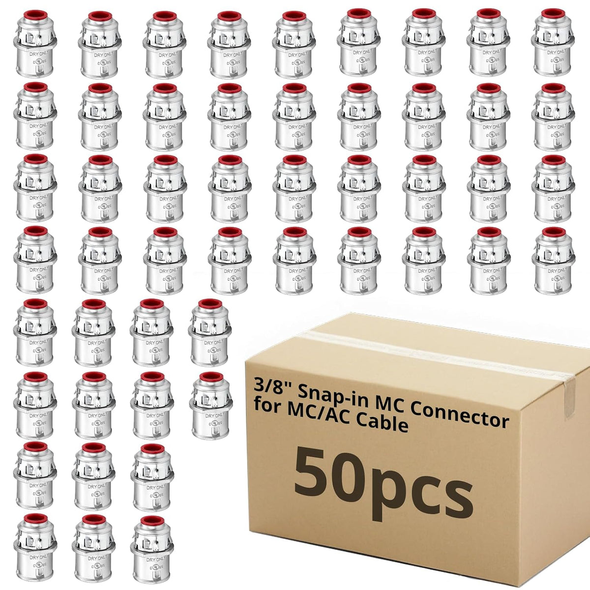MAKERELE 3/8 inch MC AC cable connectors 50-pack MCC-3-8-50PC