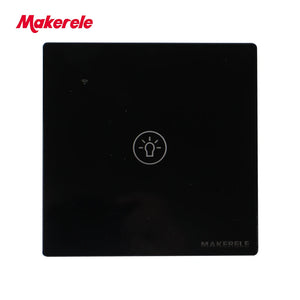 MAKERELE Wi-Fi glass panel touch wall switch in black, 1-gang