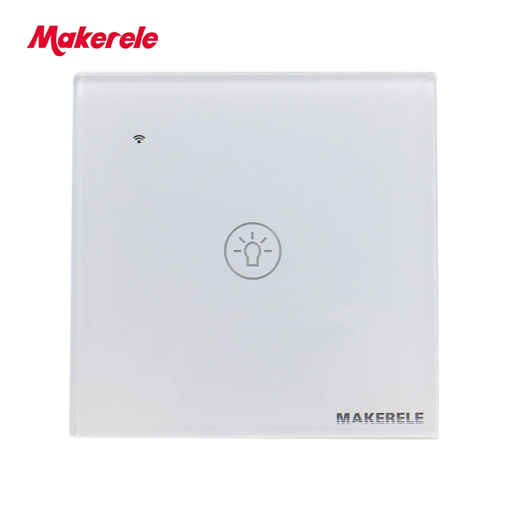 MAKERELE Wi-Fi glass panel touch wall switch in white, 1-gang