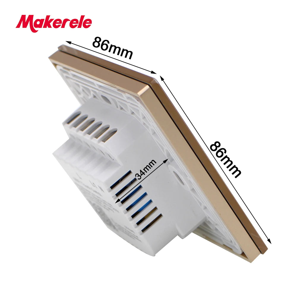 MAKERELE Wi-Fi glass panel touch wall switch with 86 mm square faceplate