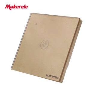 MAKERELE Wi-Fi glass panel touch wall switch in gold, 1-gang