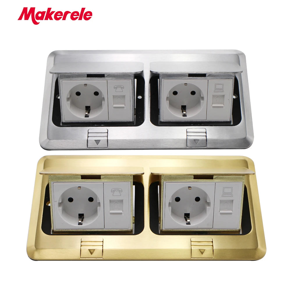 MAKERELE pop-up floor socket with power and communication ports