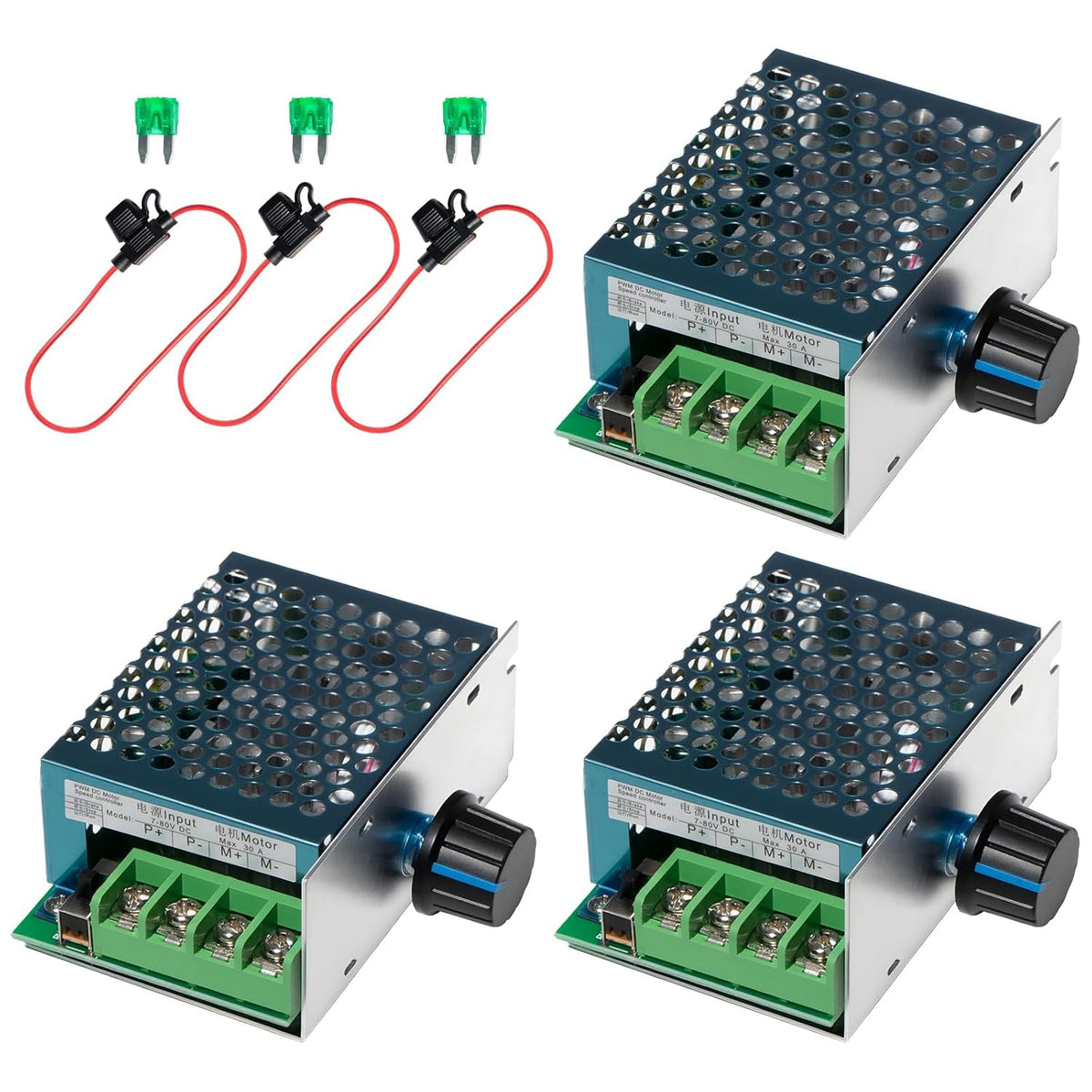 MAKERELE 30A PWM DC motor speed controller, 3-Pack