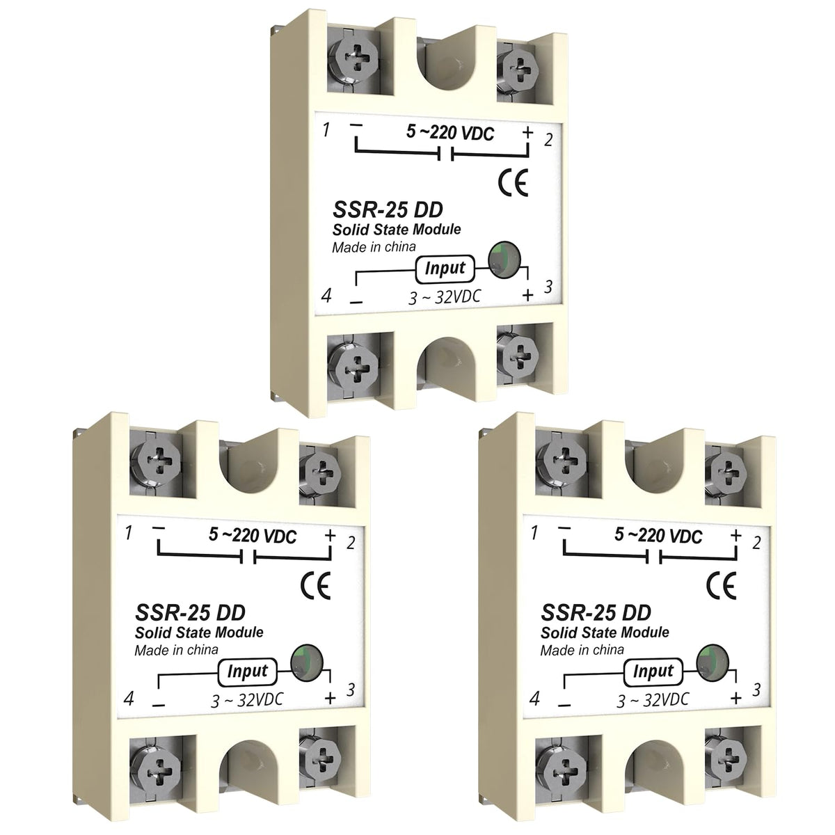 MAKERELE YM series solid state relay module 25A-DD, 3-pack