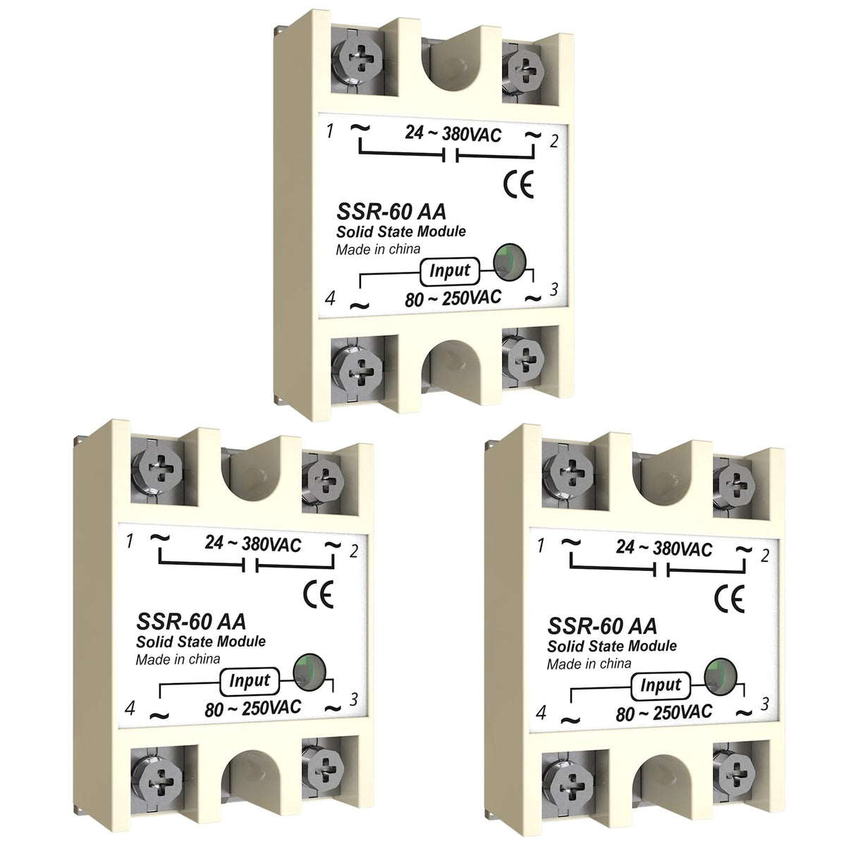 MAKERELE YM series solid state relay module 60A-AA, 3-pack