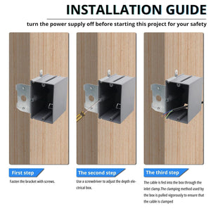 Installation steps for MAKERELE gray 1-gang adjustable electrical outlet box