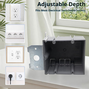 MAKERELE gray 2-gang adjustable electrical outlet box with adjustable-depth application