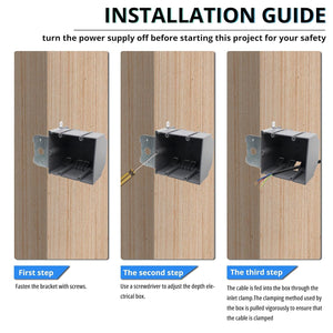 Installation steps for MAKERELE gray 2-gang adjustable electrical outlet box