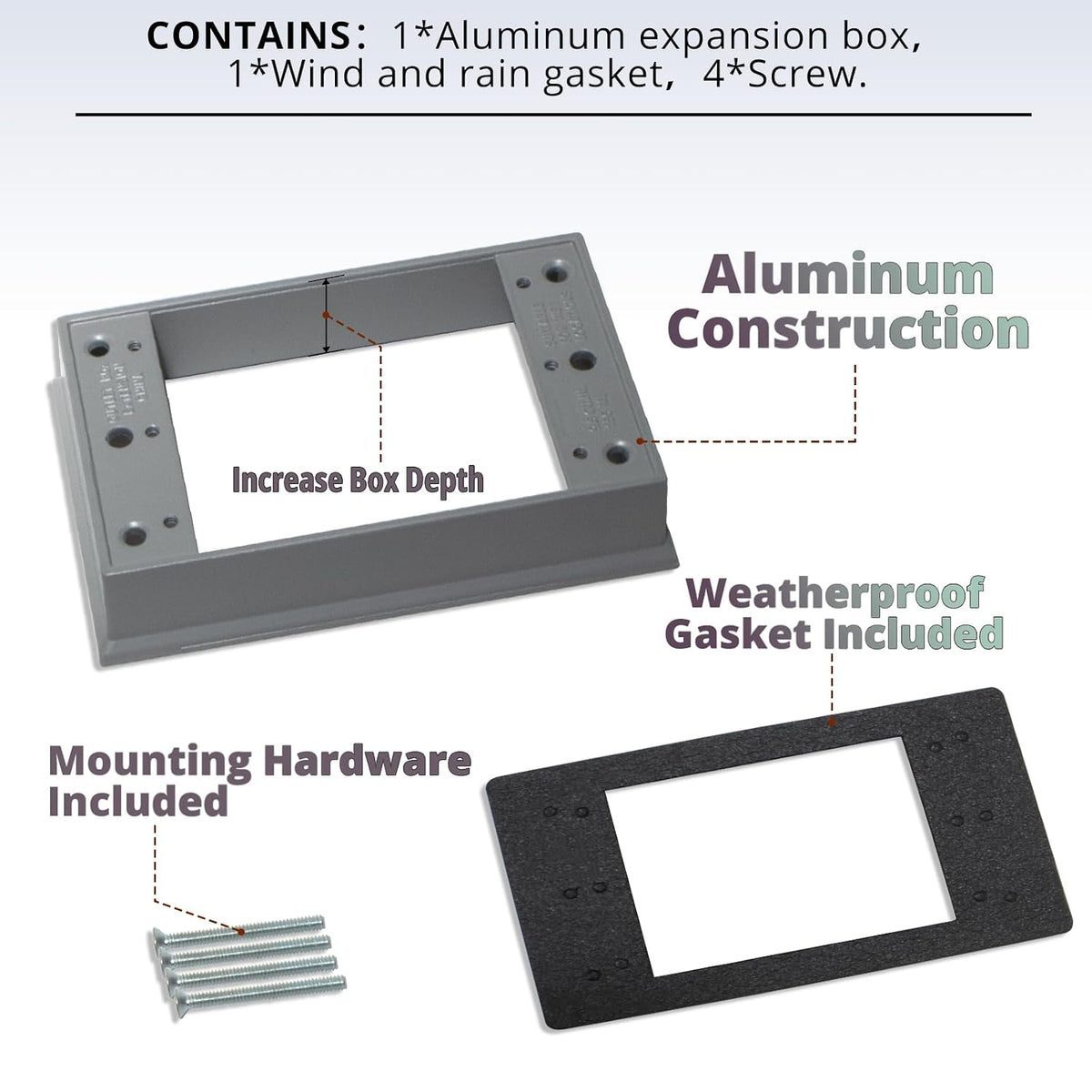 MAKERELE gray 1-gang weatherproof extension ring with gasket and mounting hardware