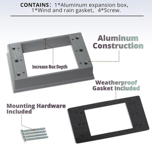 MAKERELE gray 1-gang weatherproof extension ring with gasket and mounting hardware