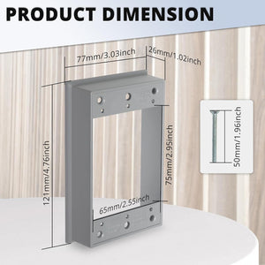 Dimensions of MAKERELE gray 1-gang weatherproof extension ring