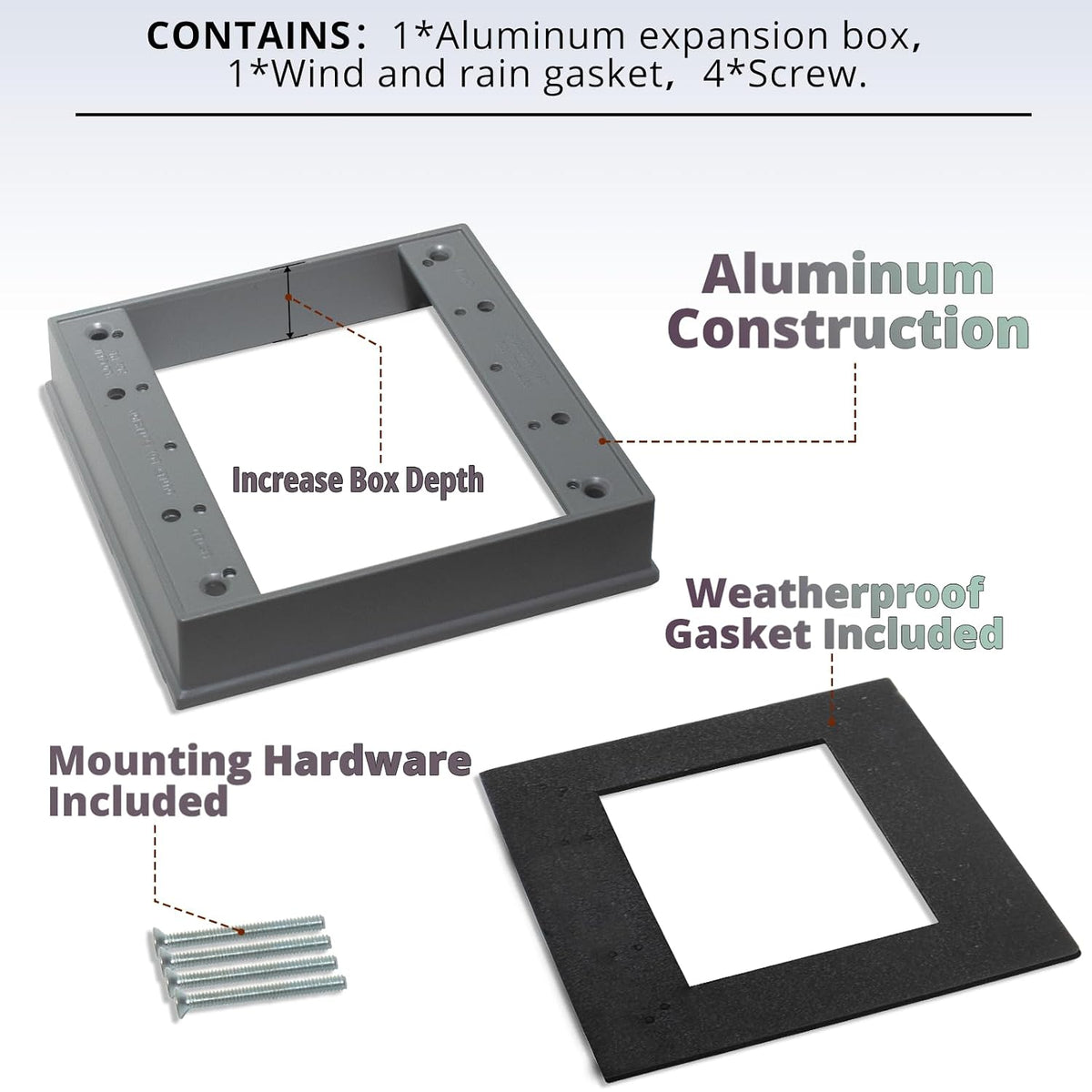 MAKERELE gray 2-gang weatherproof extension ring with gasket and mounting hardware